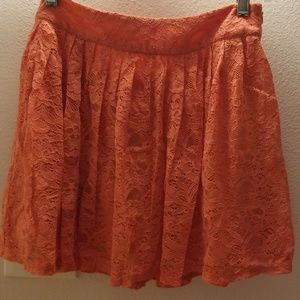 NWT Forever 21 coral pleated lace mini skirt small